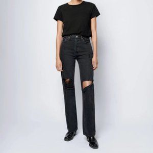 RE/DONE Originals High Rise Loose Washed Black With Rips 30